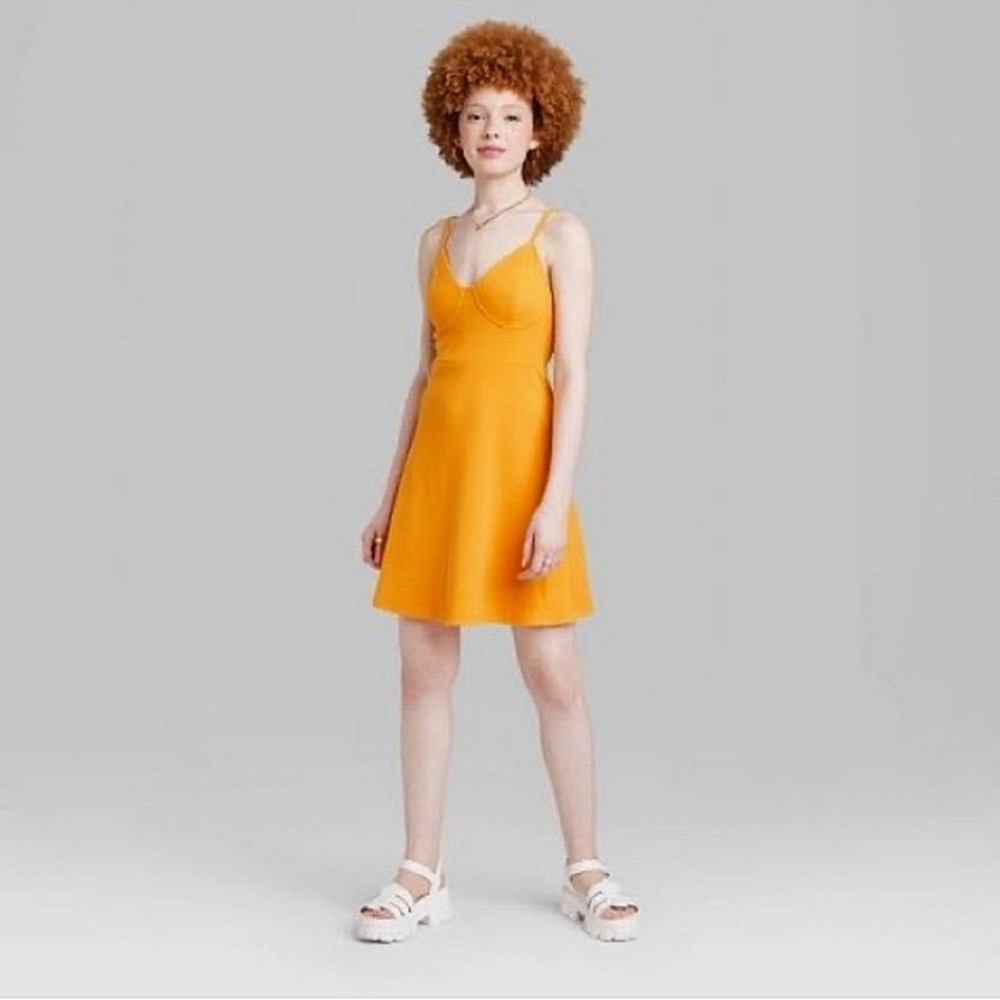 Wild Fable  | Gold-Orange Ribbed Knit Skater Dress | Different sizes